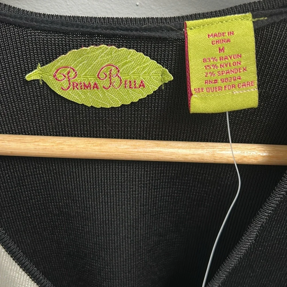 NWT Prima Bella Black and White Long Sleeve Blouse - Picture 2 of 8